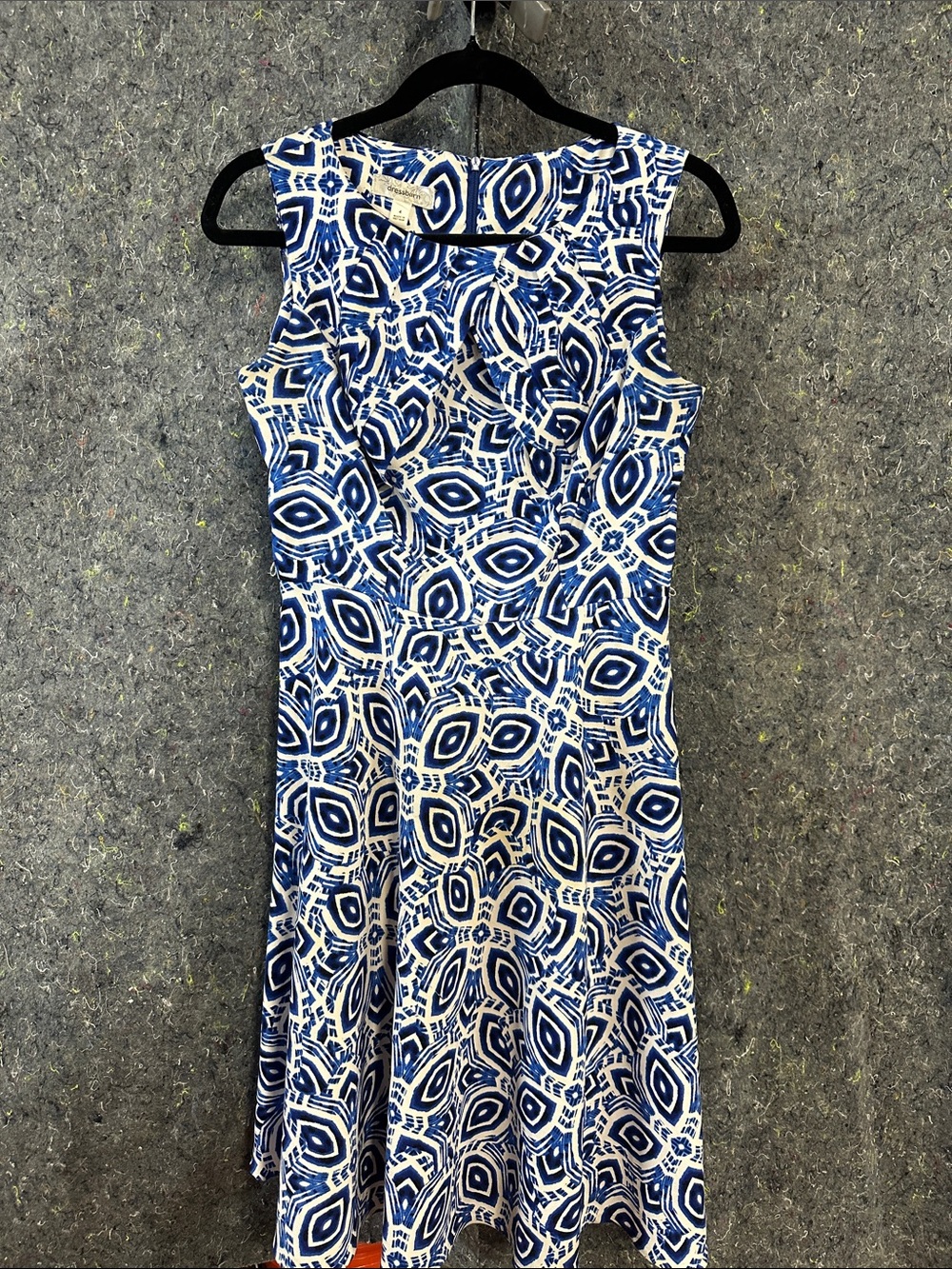 dressbarn Blue & White Sleeveless Printed Midi Dress